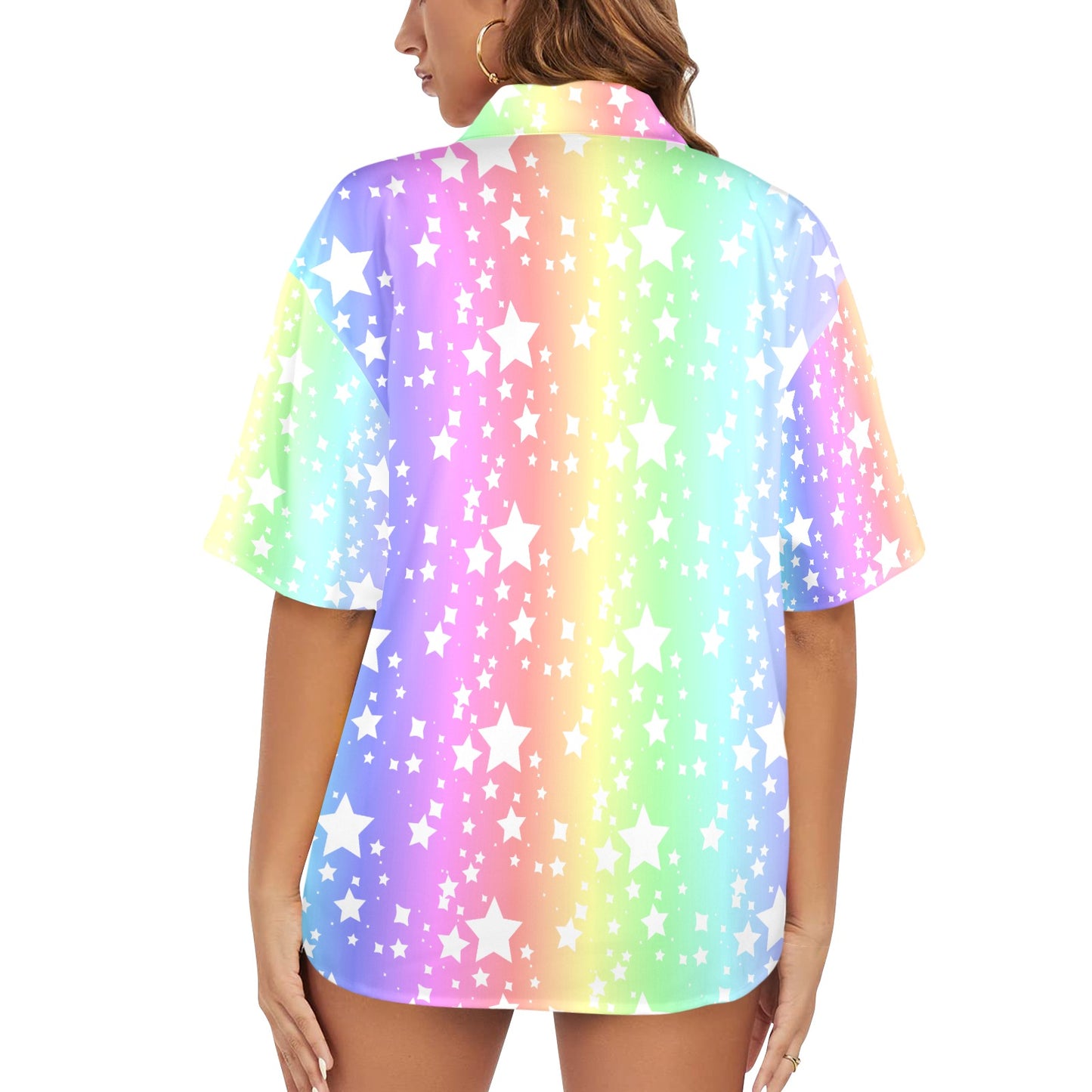 Rainbow Stardust Button Up Blouse