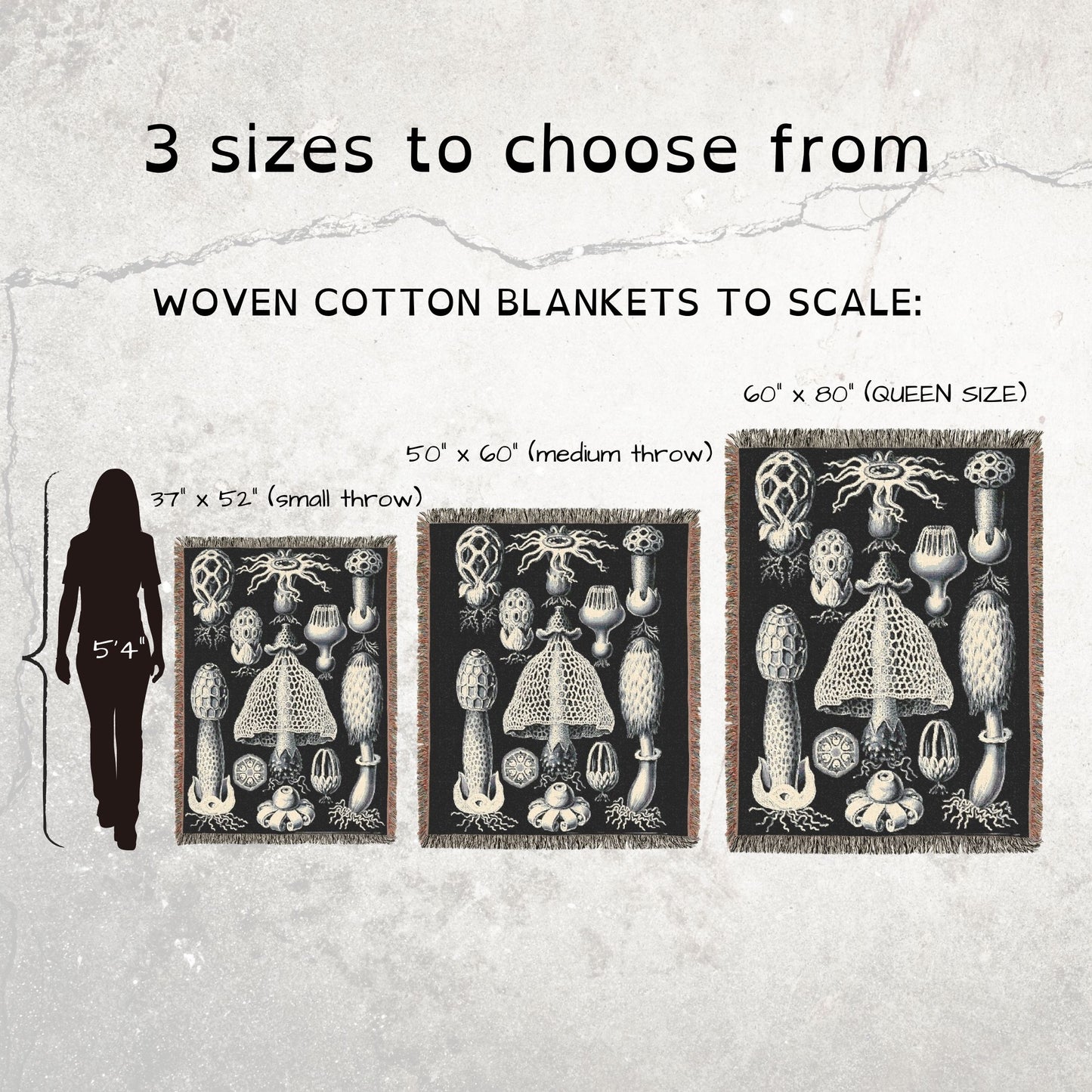 Goth Mushroom Woven Cotton Blanket