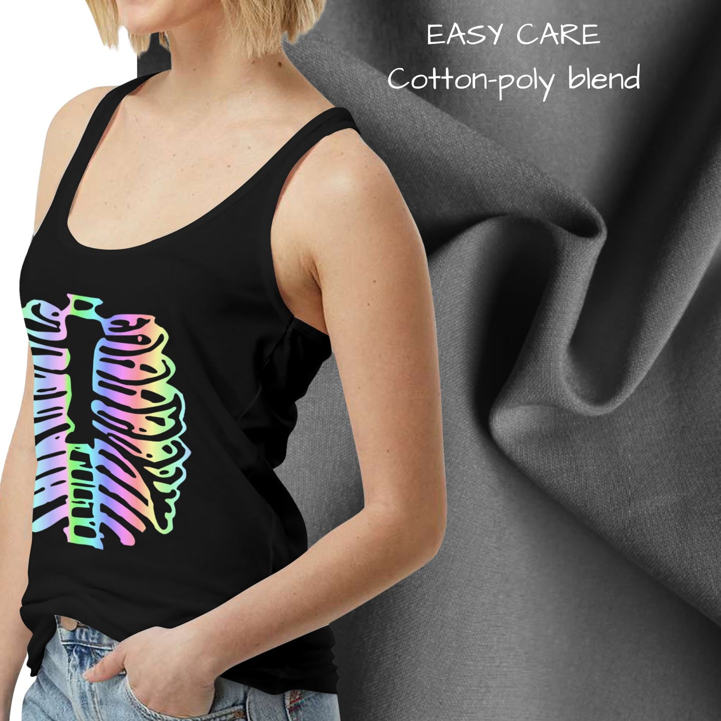 whimsigoth tank top is made of cotton polyester blend fabric that is soft and breathable