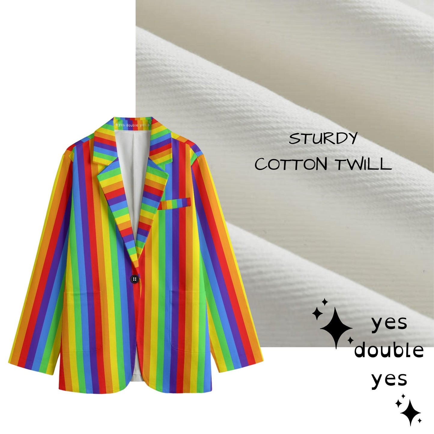 Rainbow Blazer Womens Cotton Suit Coat