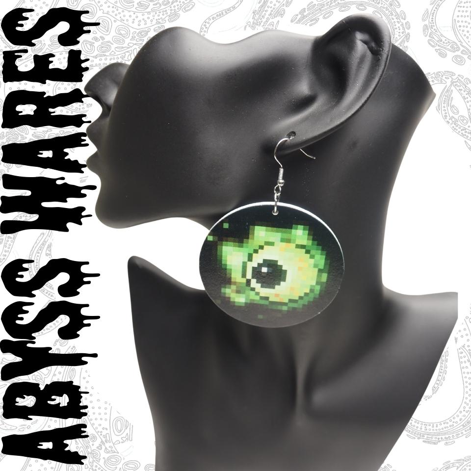 Eye of Devistation Alien Green Slime Eyeball Earrings | Weirdcore Gamer Egirl Alternative Accessories