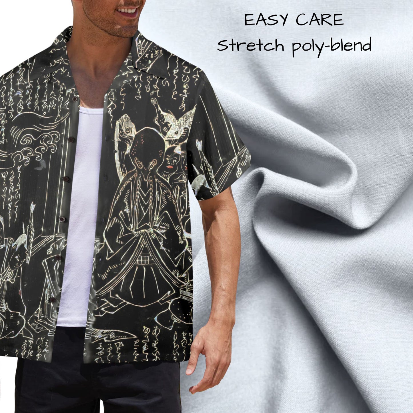 Ukiyoe Cthulhu Mens Hawaiian Shirt