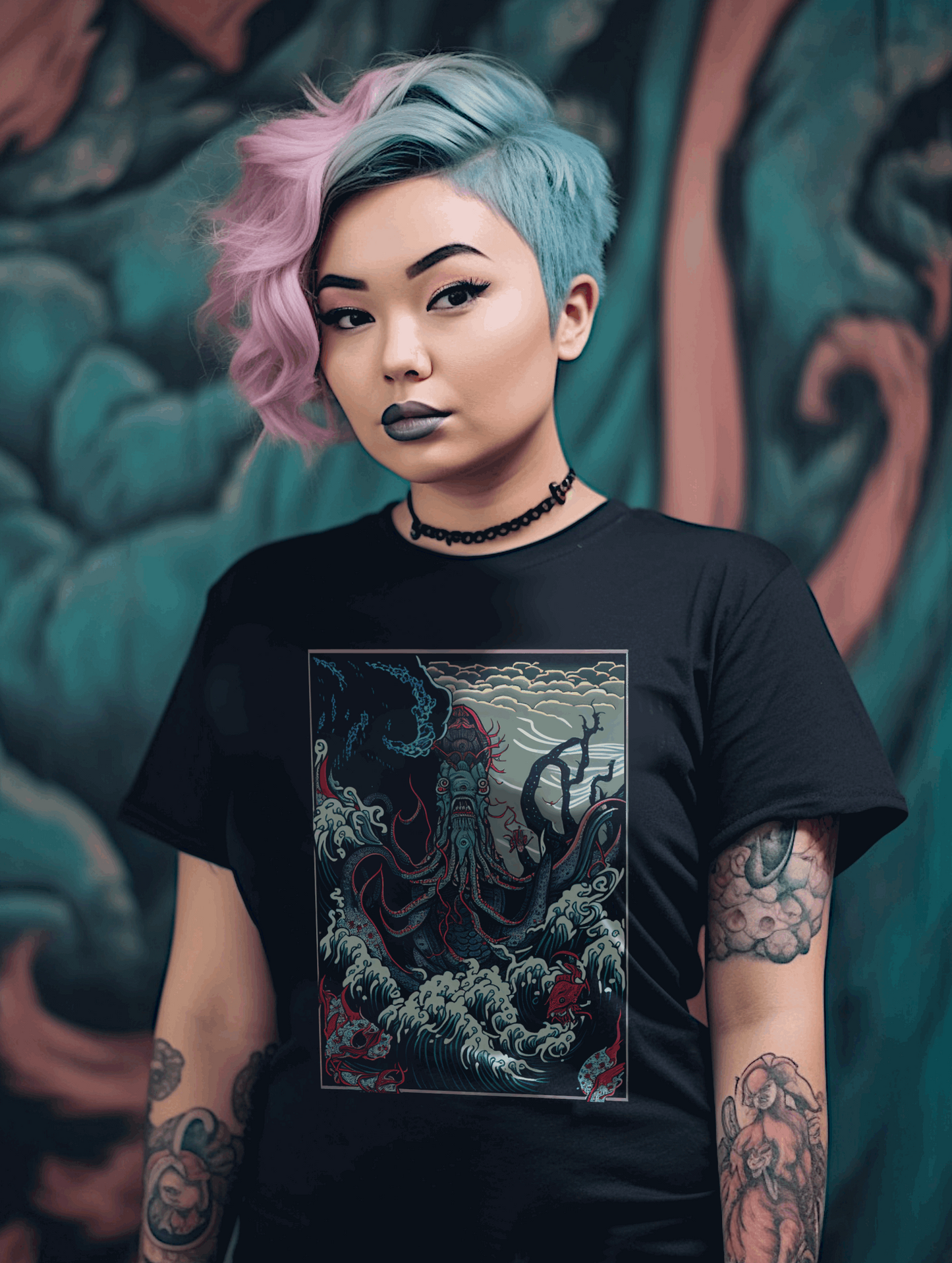 Cthulhu Ukiyo-e T-shirt: Horror Depths