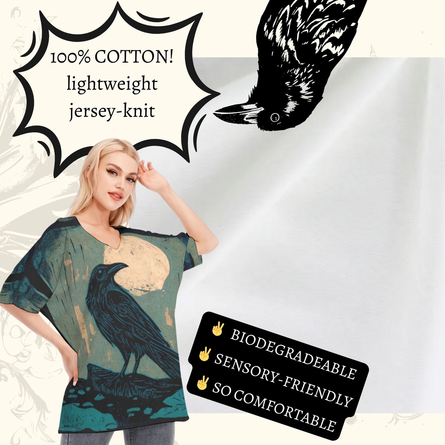Moss Wood Raven Cotton Blouse