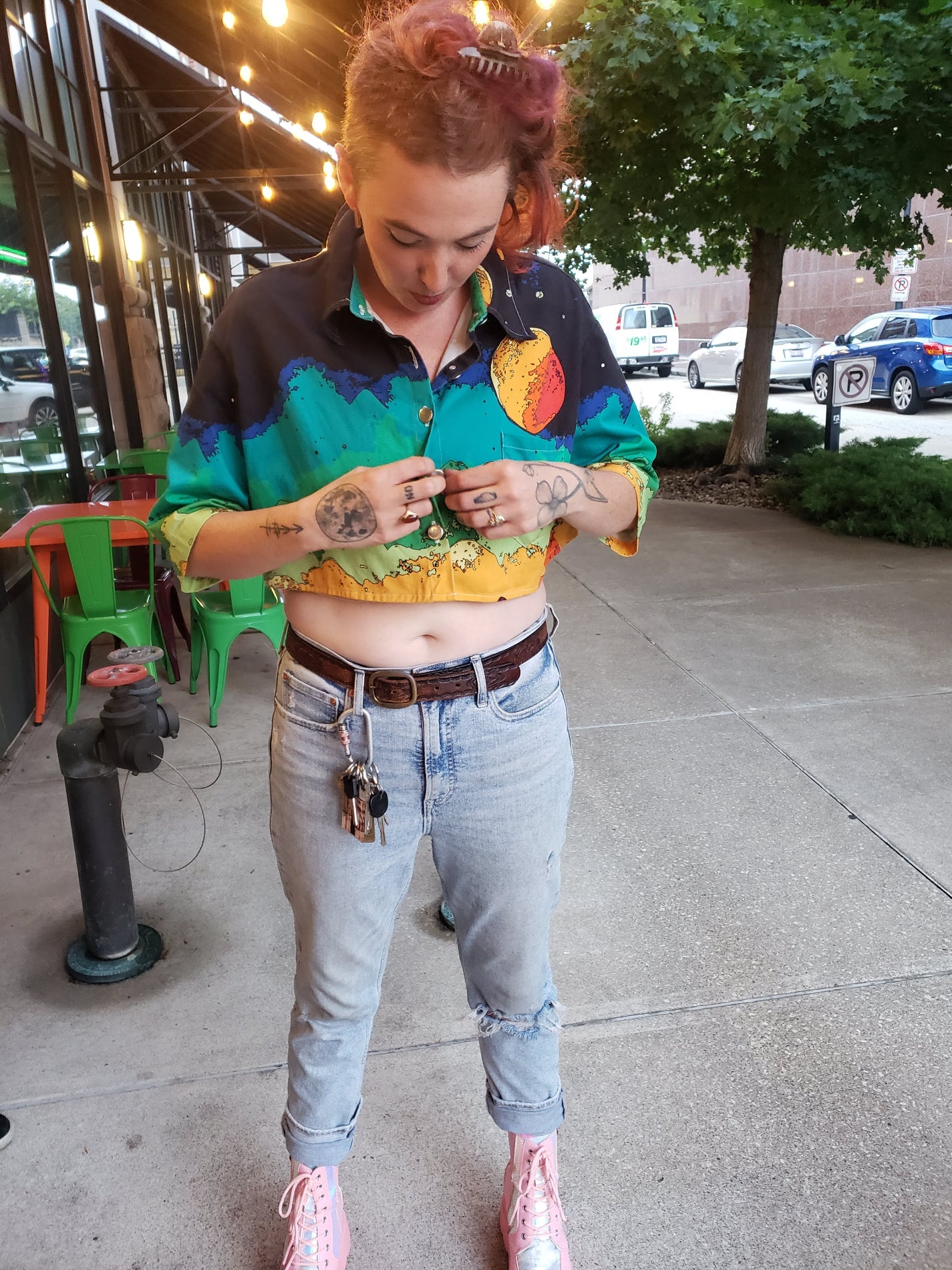 Sweetmelk wearing the Scifi Lofi Martian Bolero in cotton canvas