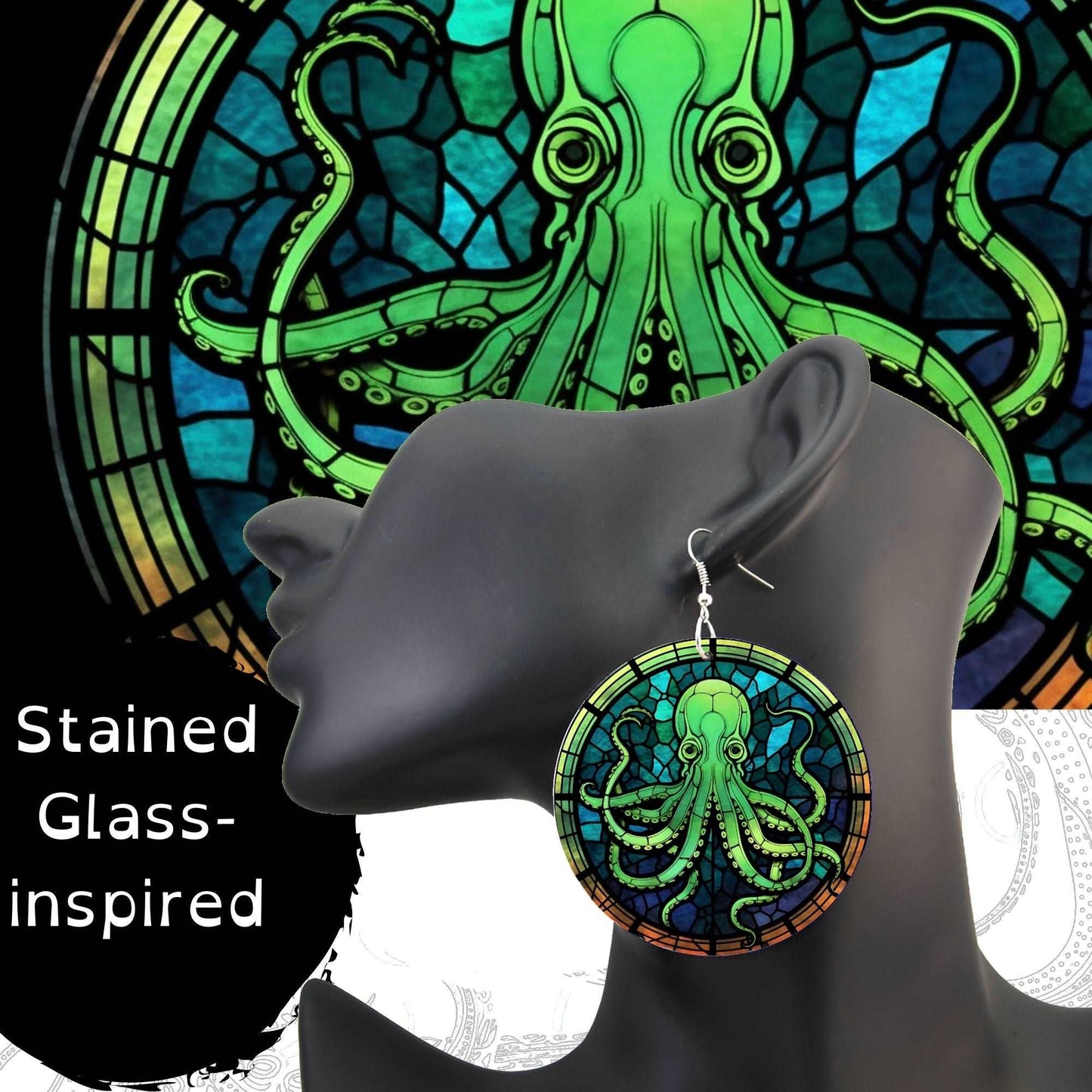 Church of Cthulhu Earrings Stained Glass Look