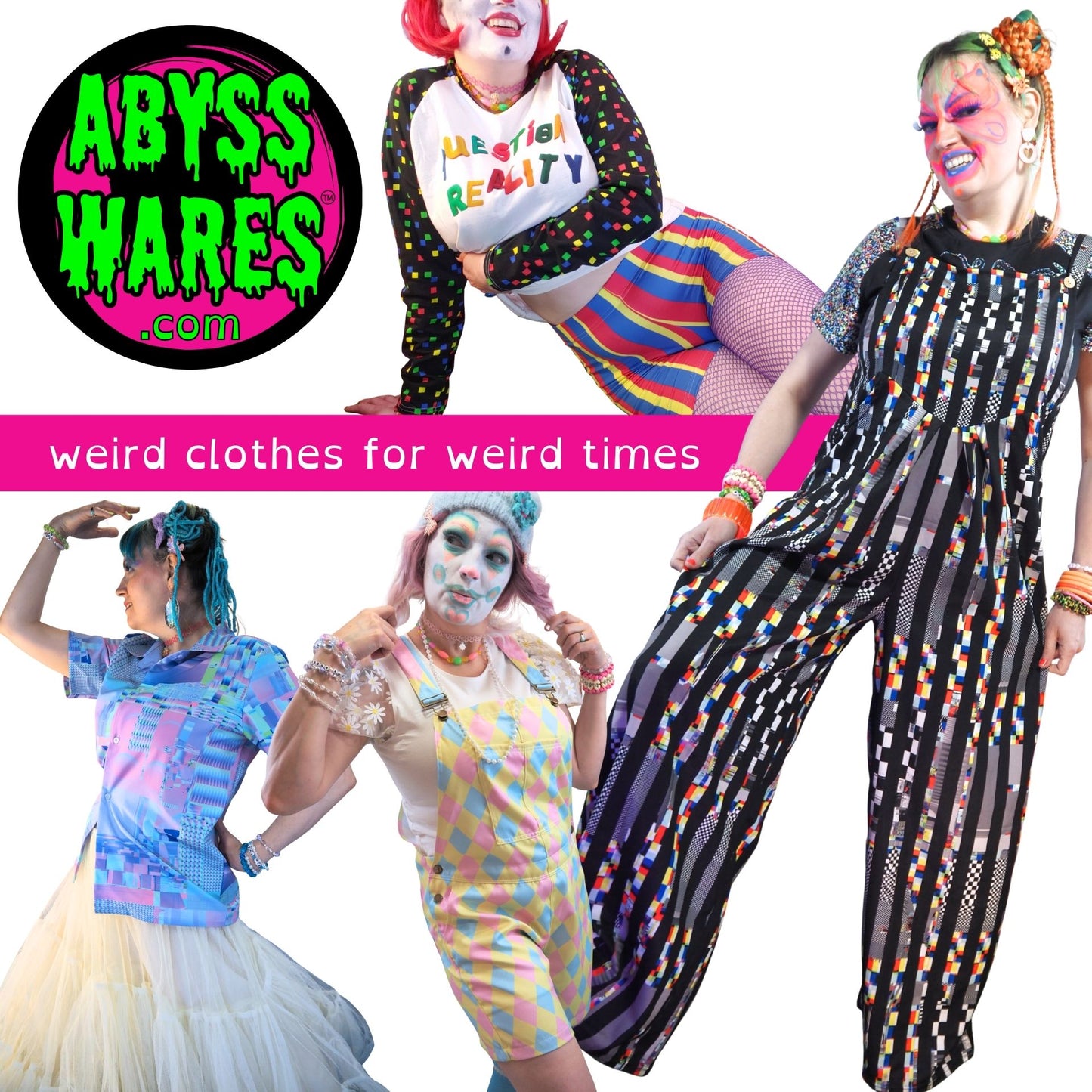 Glitch Stripe Wide Leg Overalls