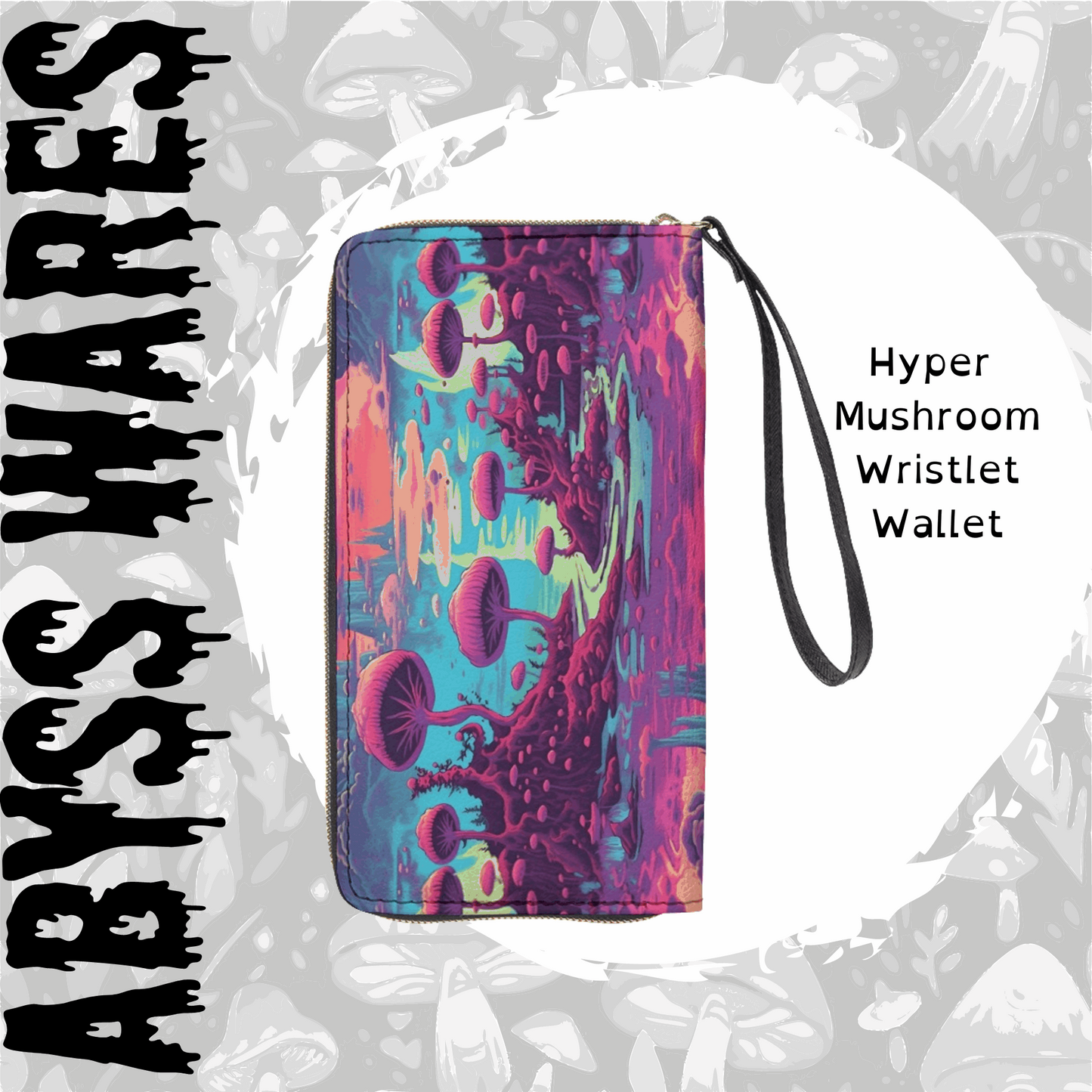 Hyper Mushroom Wristlet Wallet | Scifi Post-Apocalyptic Shrooms Clutch