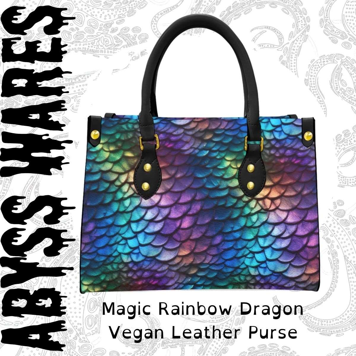 Magic Rainbow Dragon Fish Purse | Dragon Scales Iridescent Shimmer Look Egirl Scenester Emo Dark Mermaid Vegan