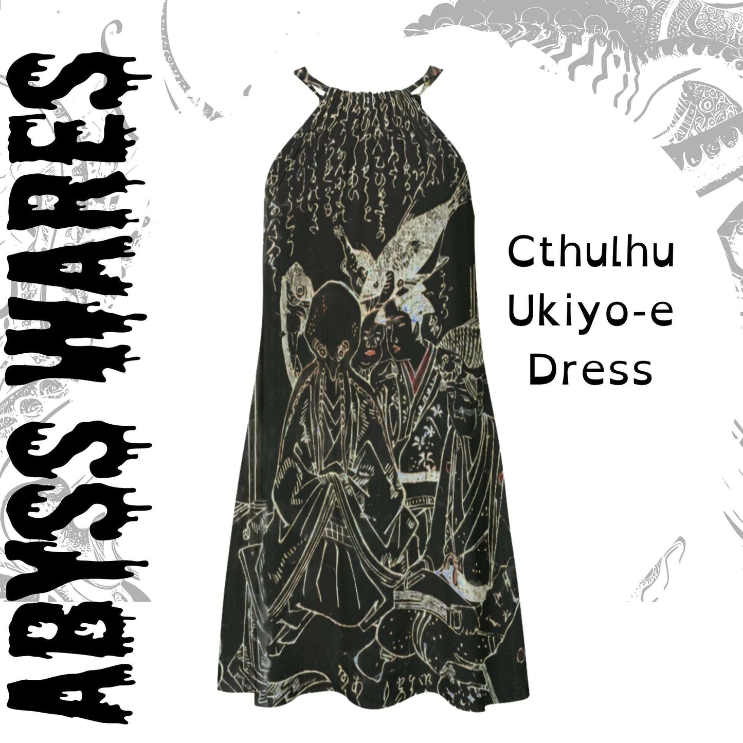 Ukiyo-e Cthulhu Women's Halter Mini Dress