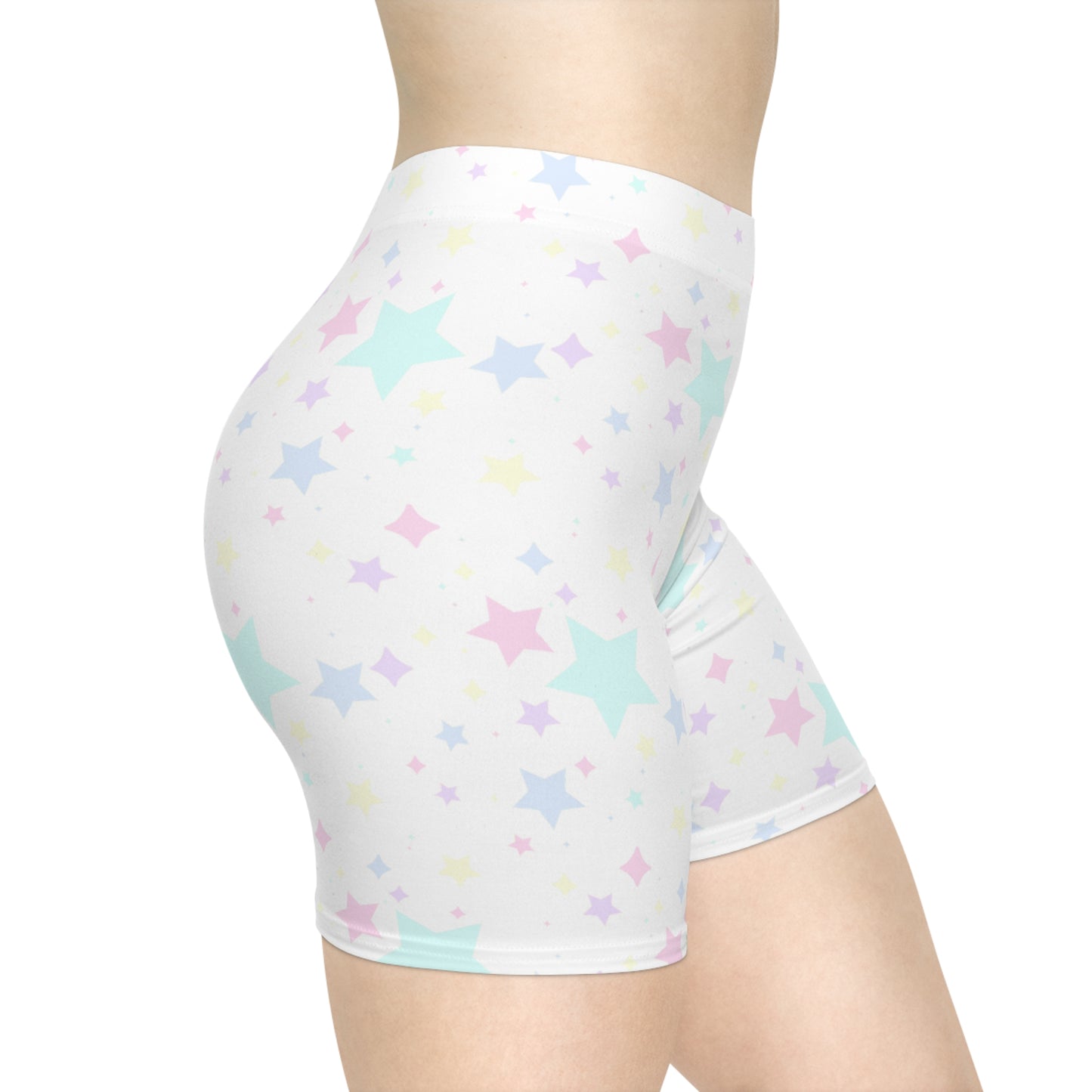 Pastel Kawaii Stars Womens Bike Shorts