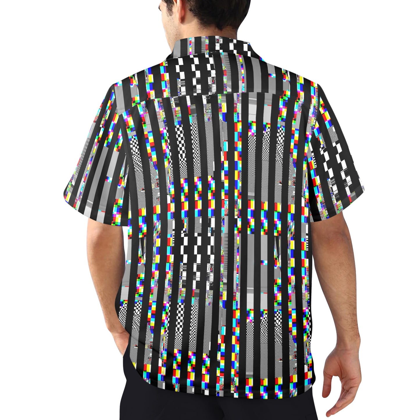Glitch Stripe Bowling Shirt made in USA