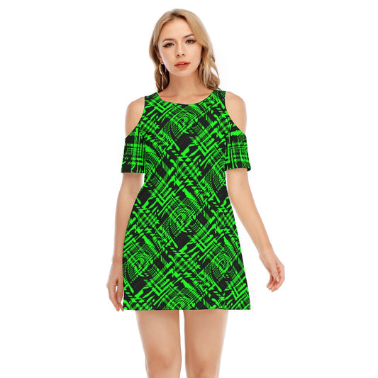 Acid Lime Green Black Plaid Cotton Summer Dress Rave Outfit Alt Clothing Emo Goth Scenecore Sun Dress