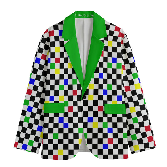 Froggy Checker Kidcore Blazer! Mens Nonbinary Clowncore Cotton Sport Coat