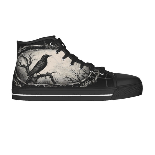 Swamp Gothic Raven Sneakers Nonbinary High Top Shoes Crowcore Odin Emo Goth Crow Corvidcore Witchy