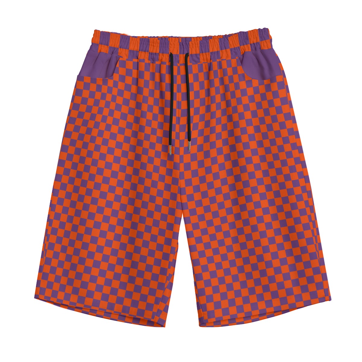 Tangerine Purple Checker Jorts Nonbinary Jean Shorts