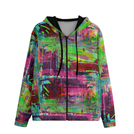 Glitchscape Cyberpunk Zip Up Hoodie