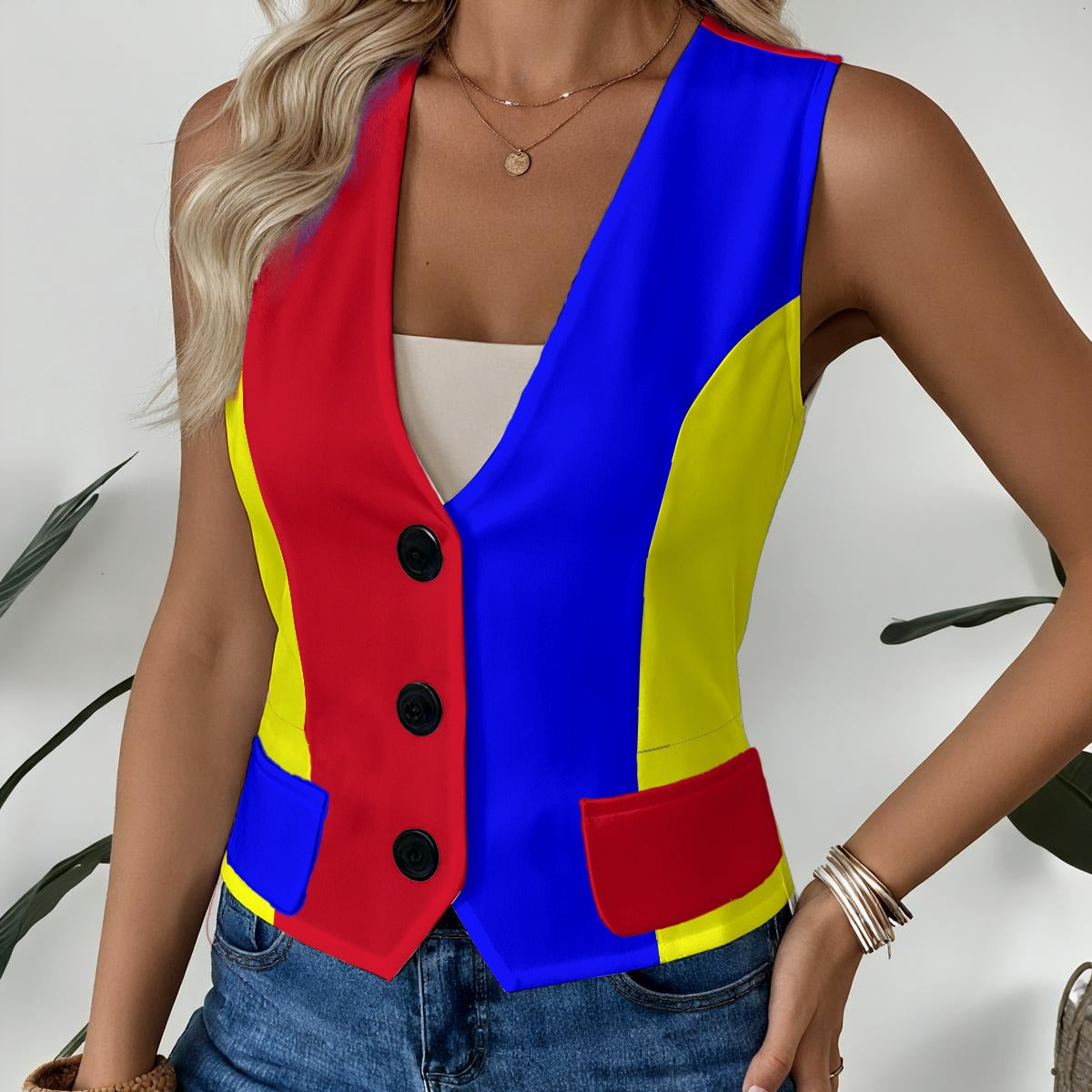 Primary Pal Clowncore Colorblock Femme Waistcoat