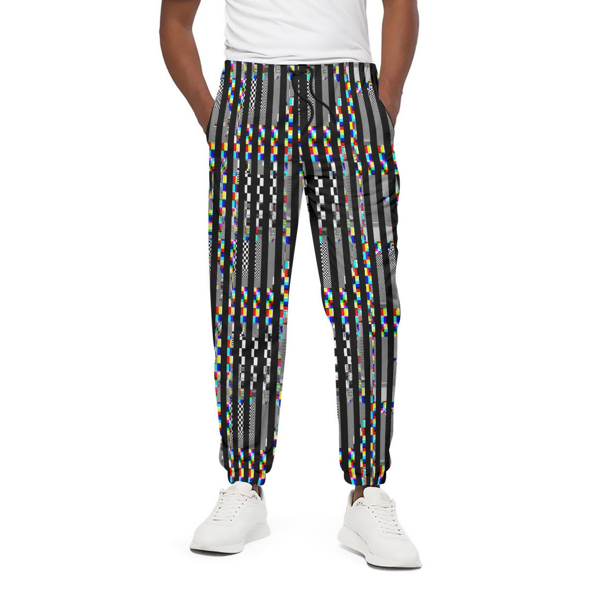 Glitch Stripe Joggers COTTON Sweatpants Cyperpunk Scenecore Bottoms Streetwear Lounge Pants