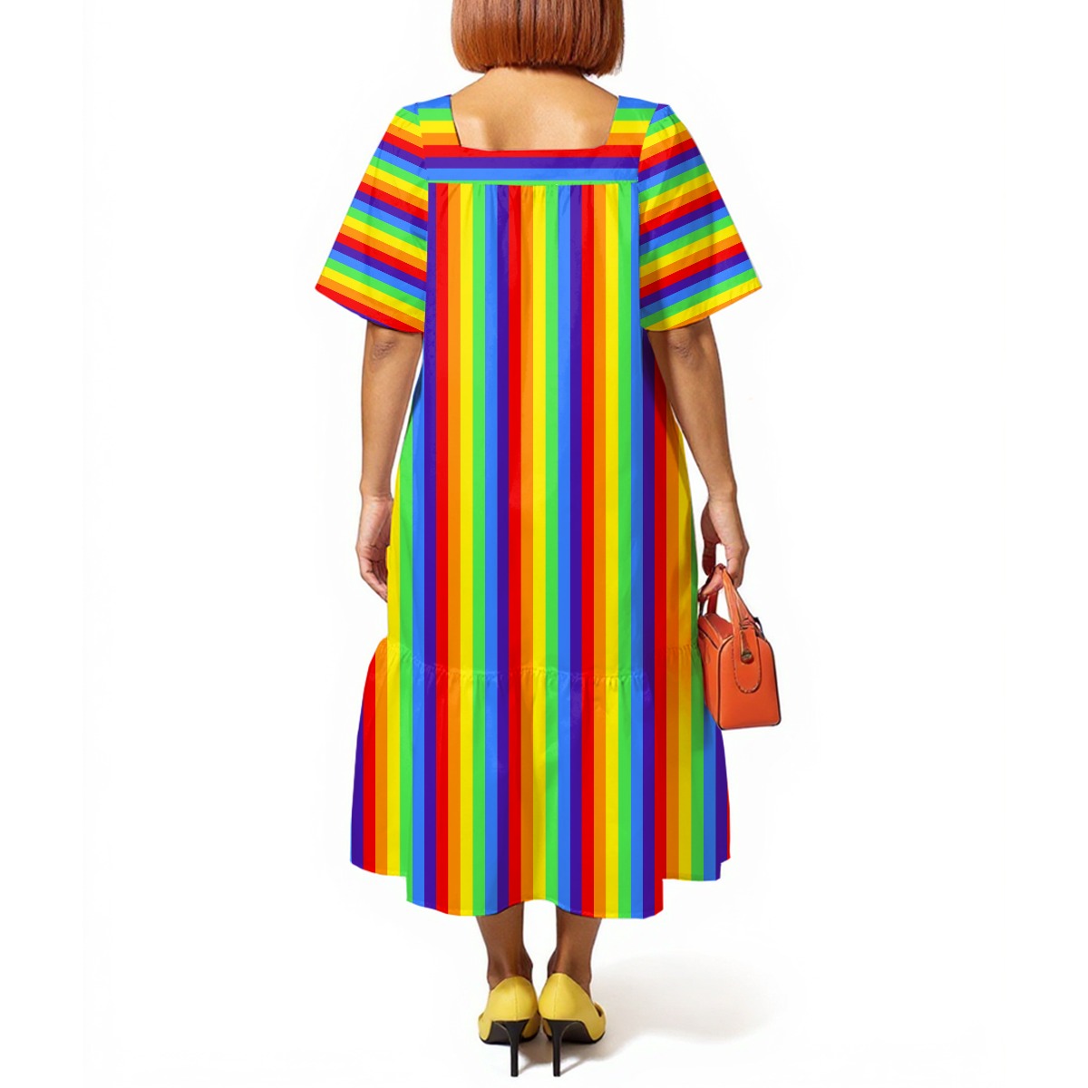 Fun Rainbow Stripe Mabel Midi Dress
