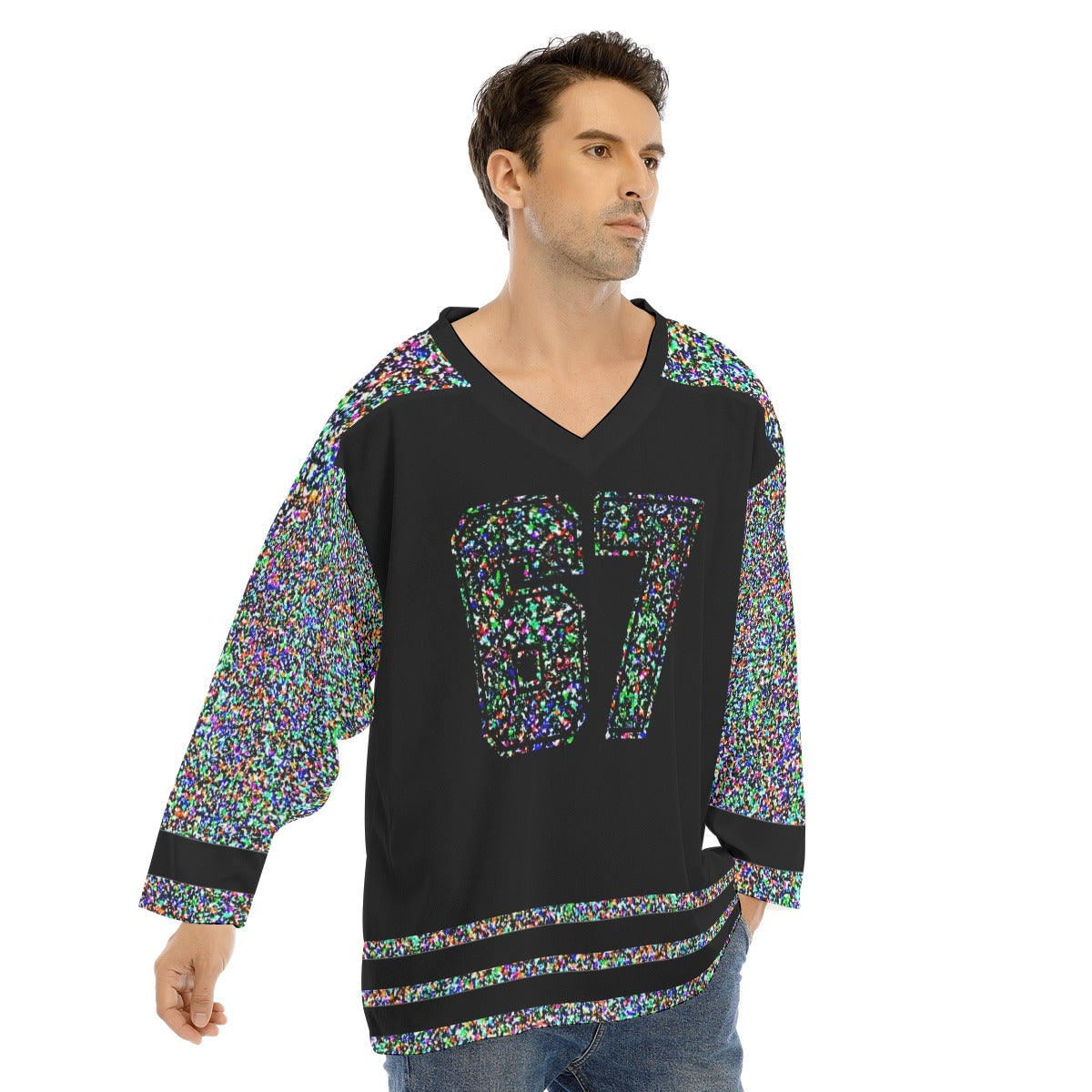 67 Brainrot Static Hockey Jersey Shirt