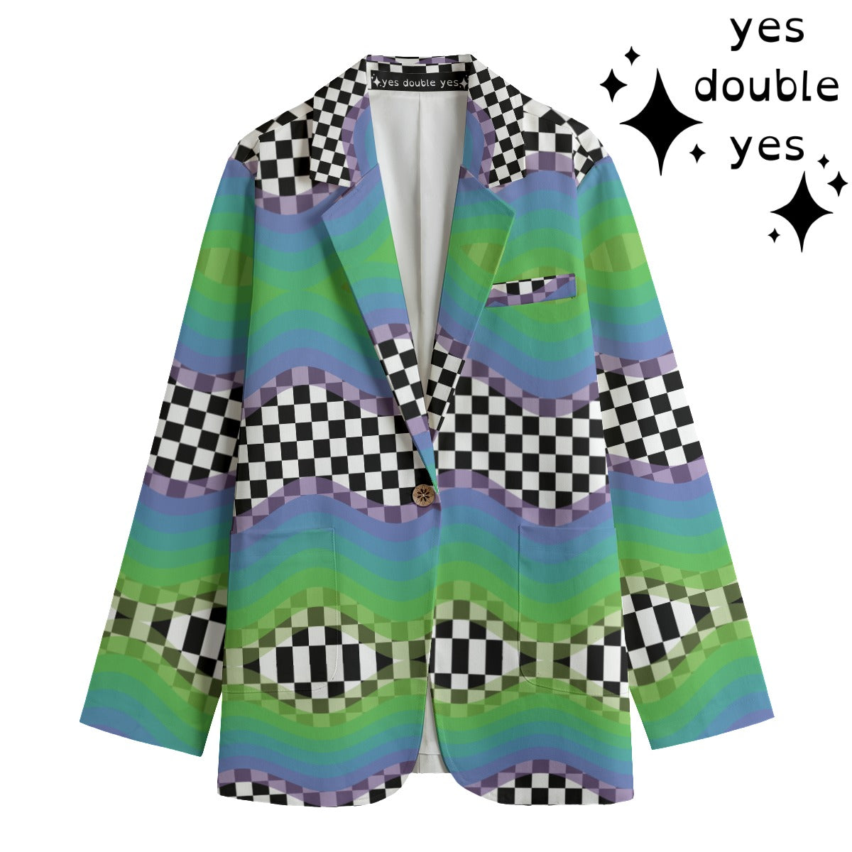 Barney Check Sport Coat Cotton Formal Blazer Mardi Gras Outfit Festive Weirdcore Clowncore Trippy