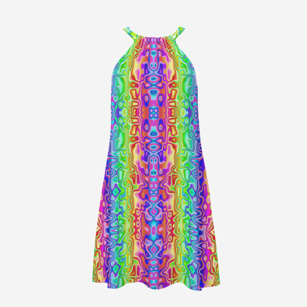 Cyber Fairy Dress Rainbow Fae Sundress Futuristic Cyberpunk Clothing Dopamine Dressing Rave Outfit