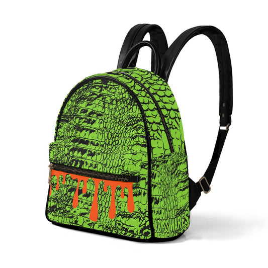 Drippy Crocodile Green and Orange Splat Mini Backpack