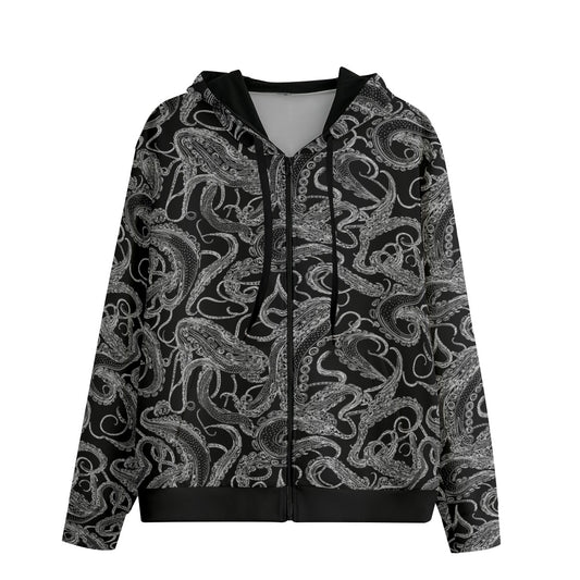 Xray Tentacle COTTON Zip Up Hoodie Cthulhu Cryptid Octopus Squid Kraken Nautical Gothic Sea Monster