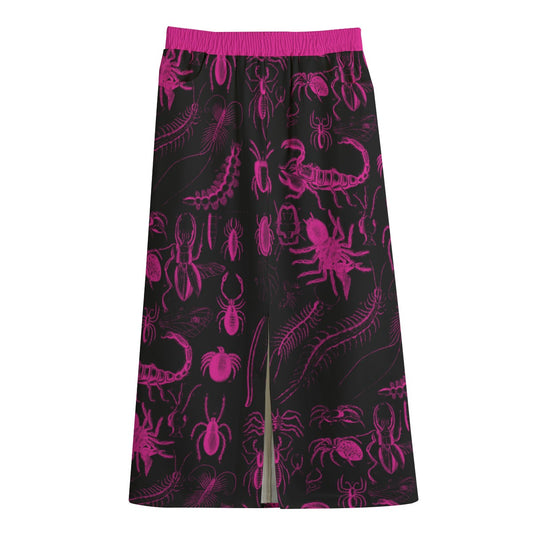 Scorpion Creepy Crawly Pink Jean Skirt BlackPink Goth Weirdcore Clothes Yami Kawaii Bugs Maxi Skirts