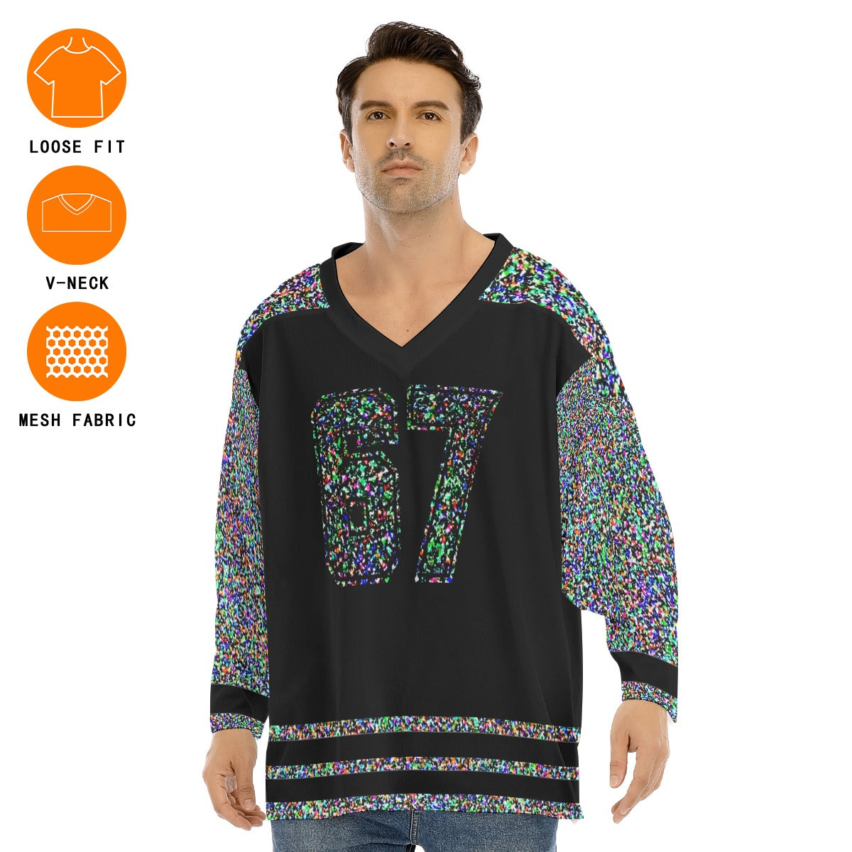 67 Brainrot Static Hockey Jersey Shirt