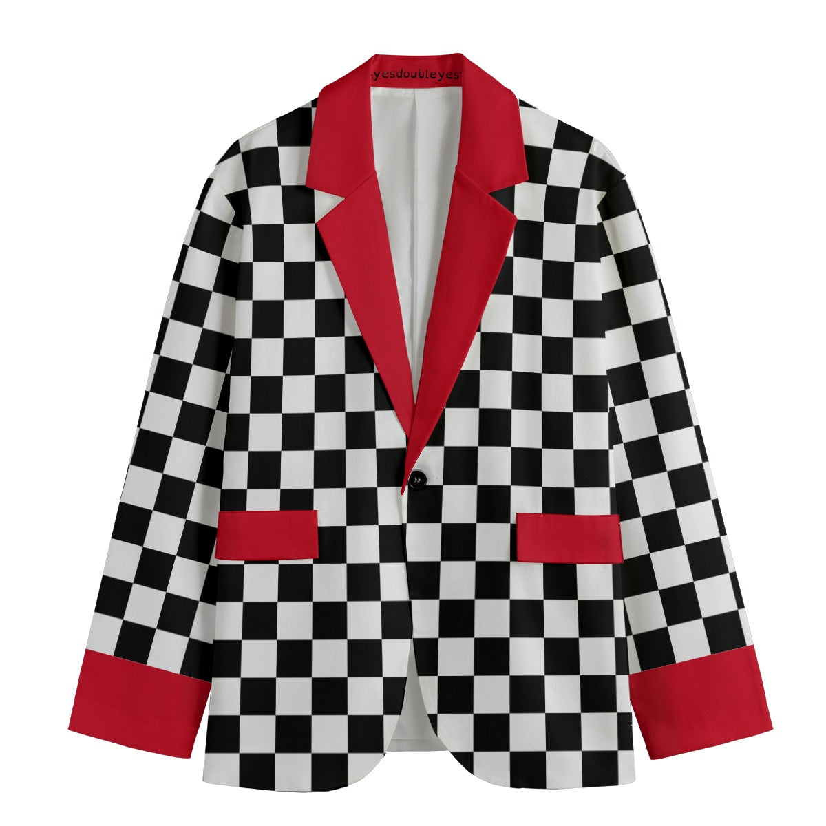 Checkered Red Unisex Blazer Clowncore Cotton Sport Coat