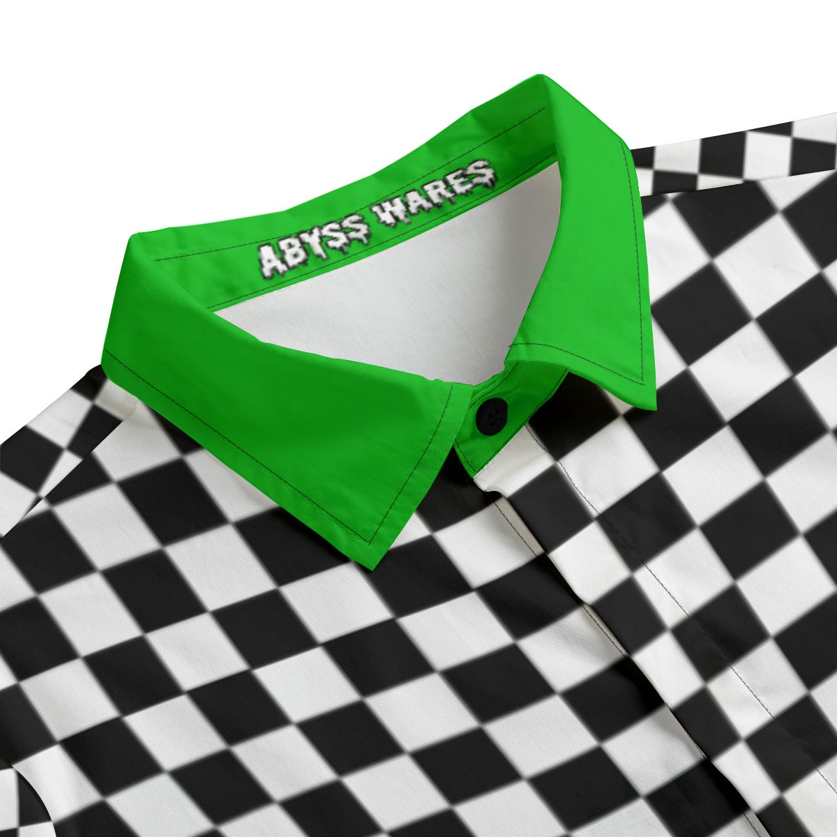 Checker Buttondown w Green Collar Cotton Shirt