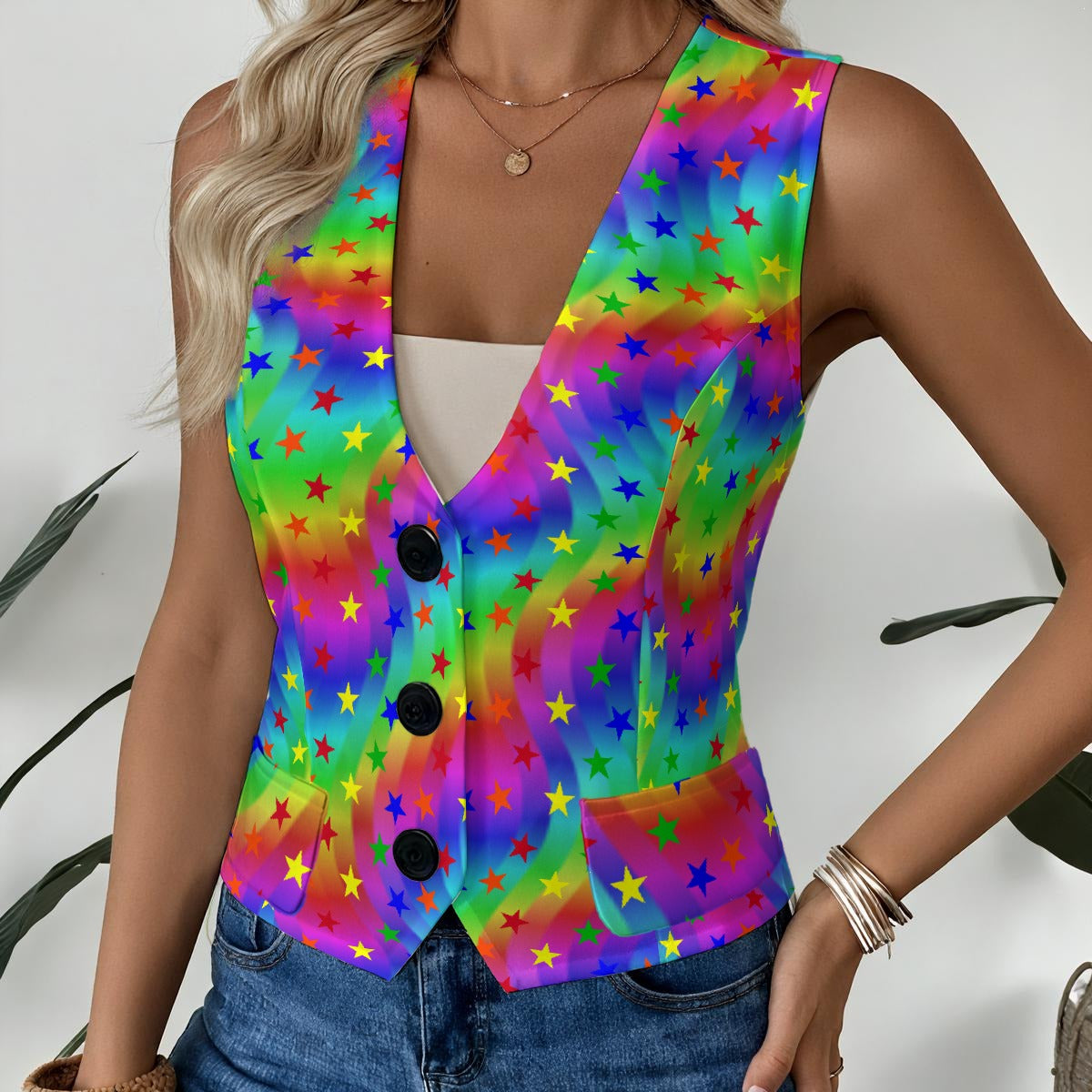 Rainbow Star Party Femme Clown Vest