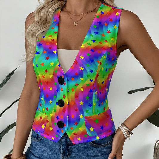 Rainbow Star Party Femme Clown Vest