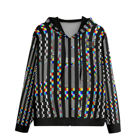 Glitch Stripe Cybercore Zip Up Hoodie