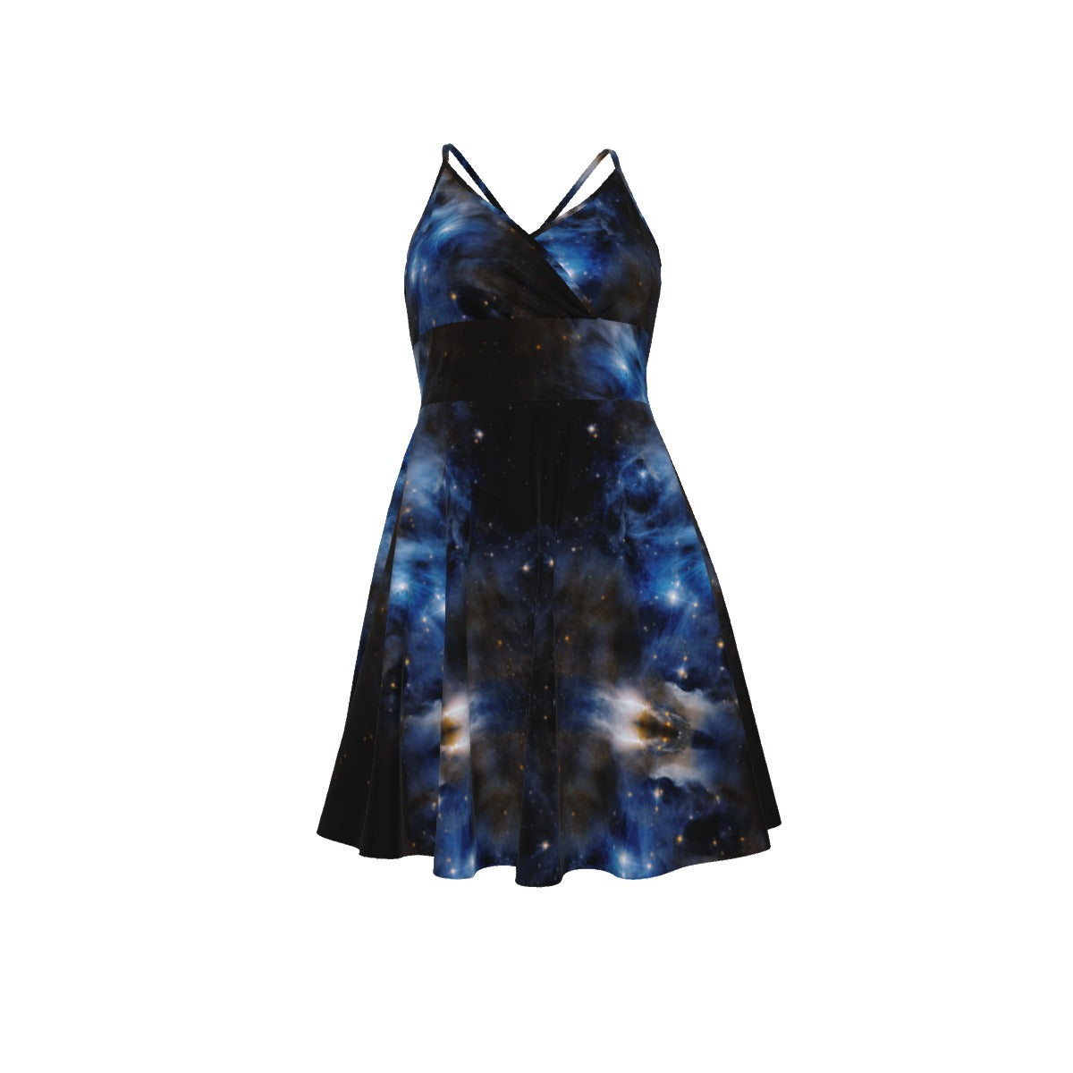 Interstellar Blue Cosmos Galaxy Dress Celestial Goddess Sundress Starry Sexy Womens Dresses Dark Alt