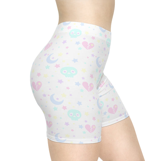 Skulls n Stardust Spankies, Pastel Goth Bike Shorts