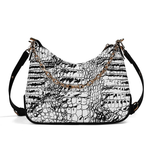 White Snake Skin Chain Purse Alligator Cross-body Bag Cryptid Monster Creepy Cute Purses Reptilian Womens Webcore Handbag Weirdcore