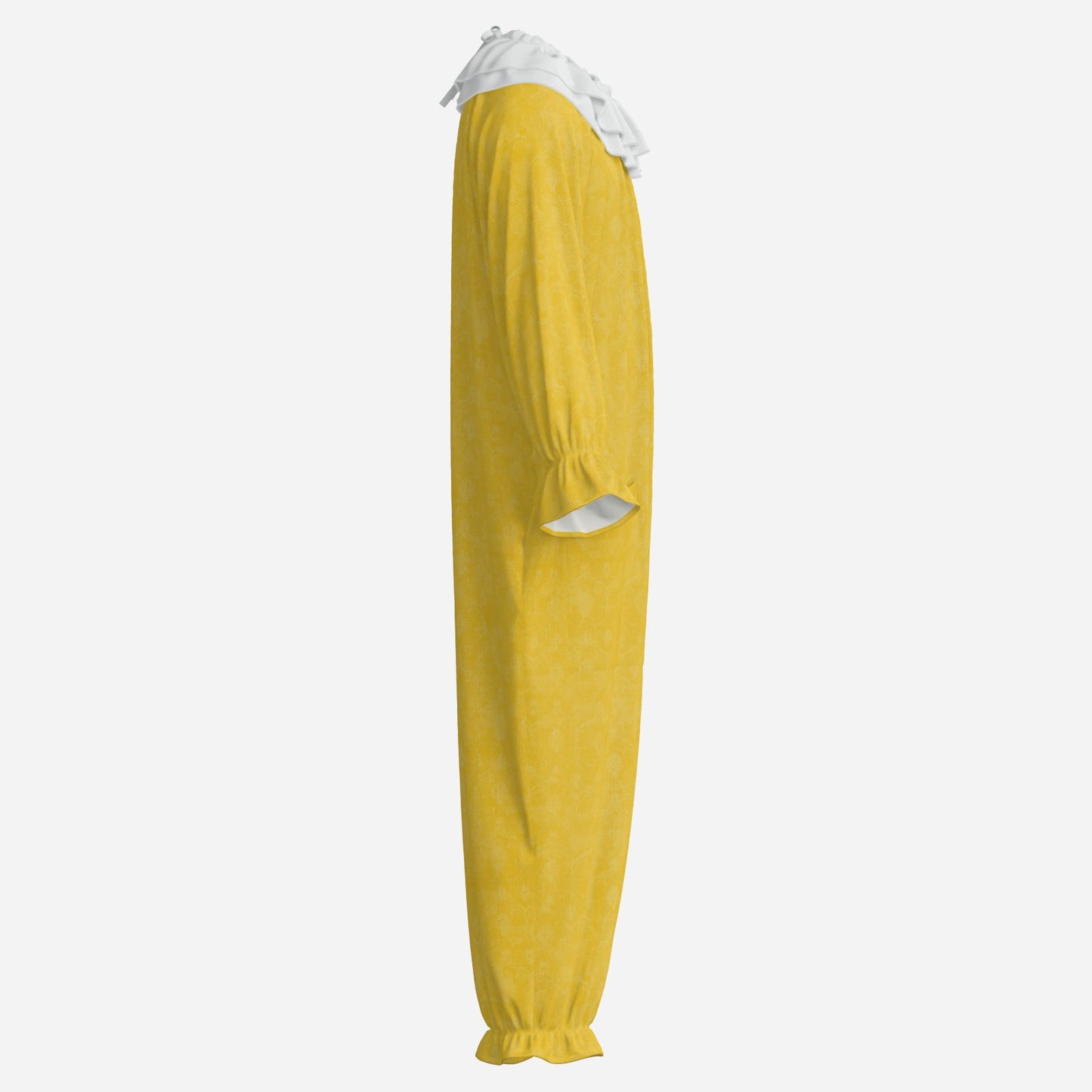 Circus Coveralls Yellow Citrine Damask clown suit, side view
