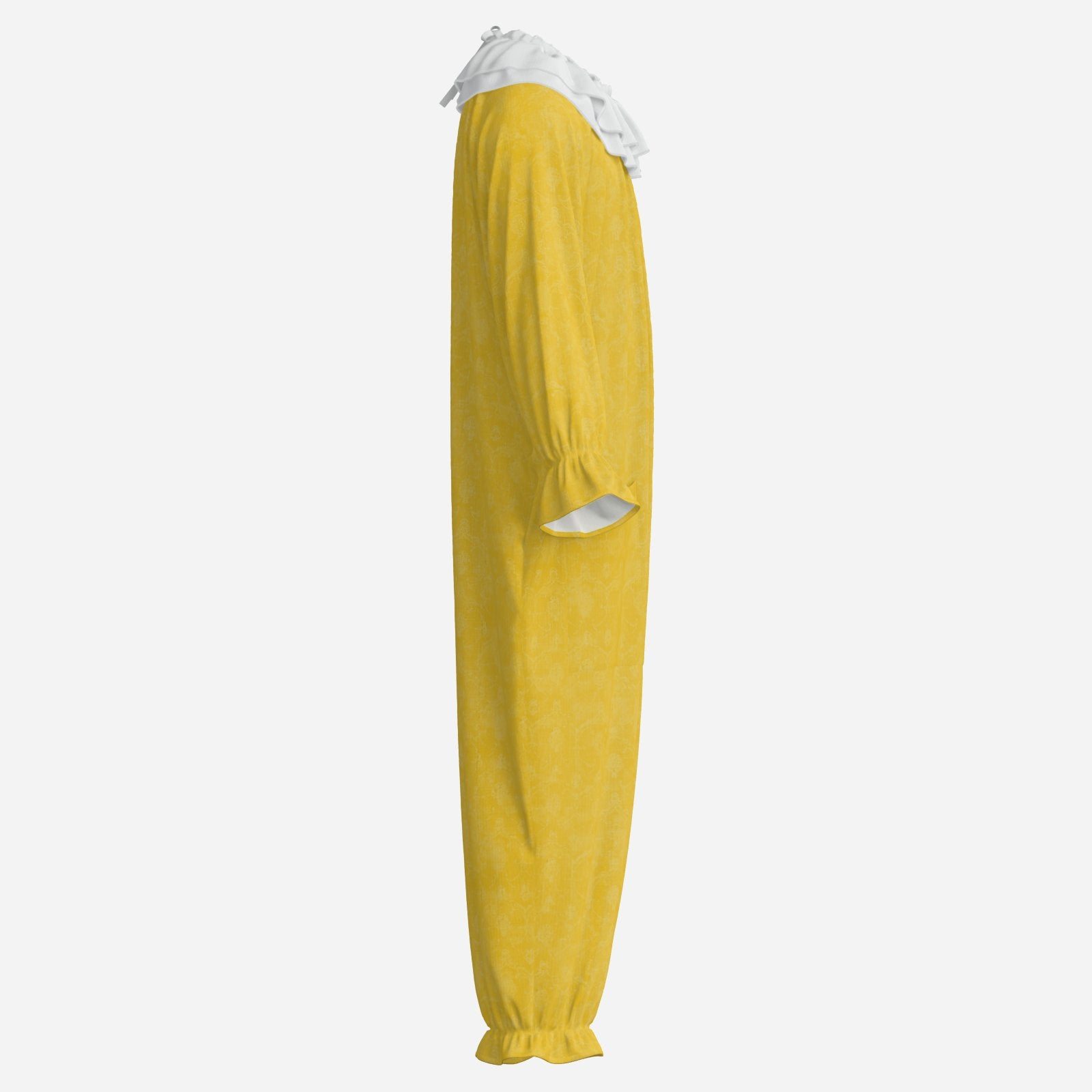 Circus Coveralls Yellow Citrine Damask clown suit, side view