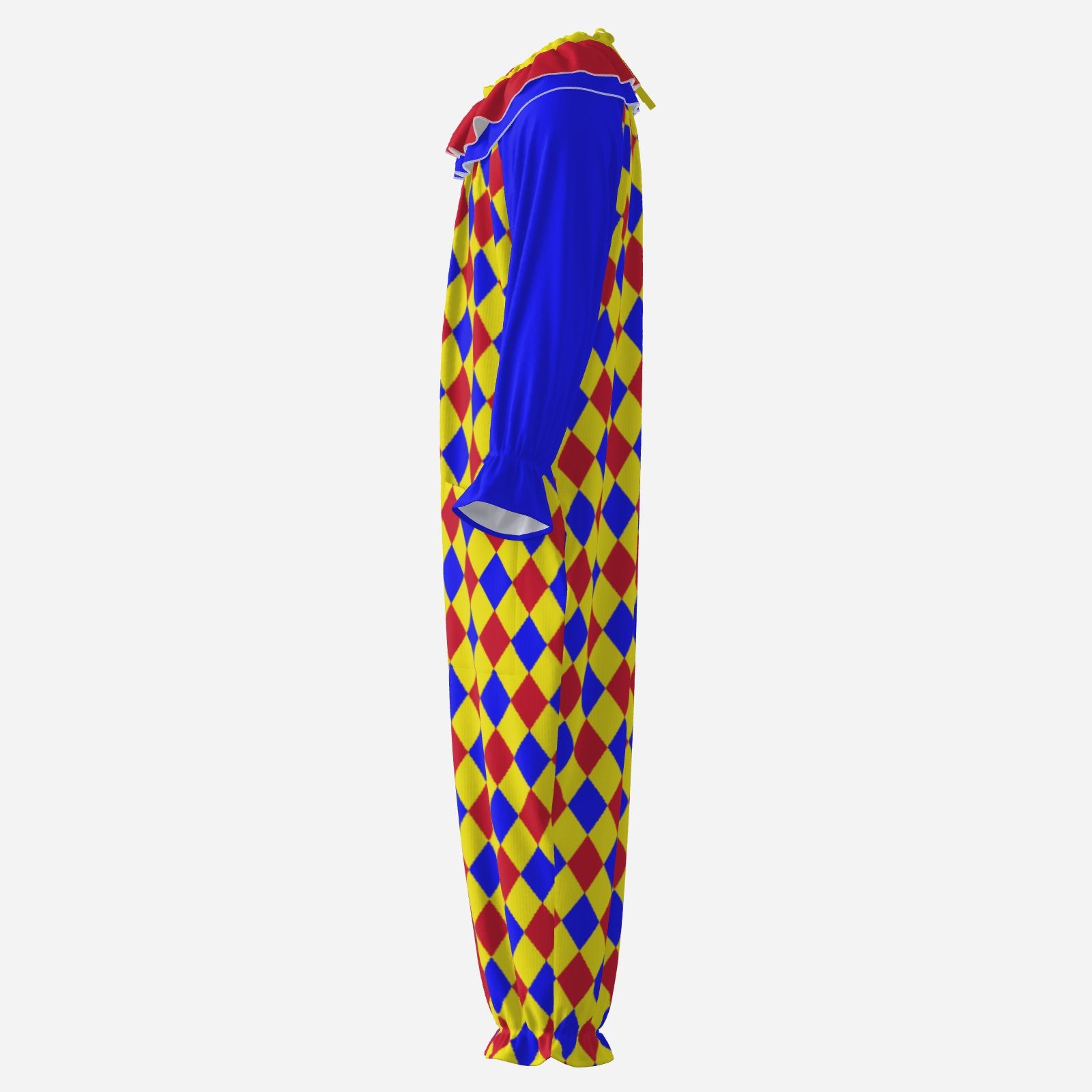 Circus Coveralls Carnival Primary Harlequin Jester clown suit, side view