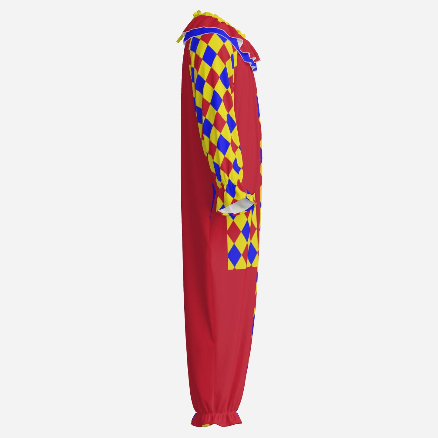 Circus Coveralls Carnival Primary Harlequin Jester clown suit, side view