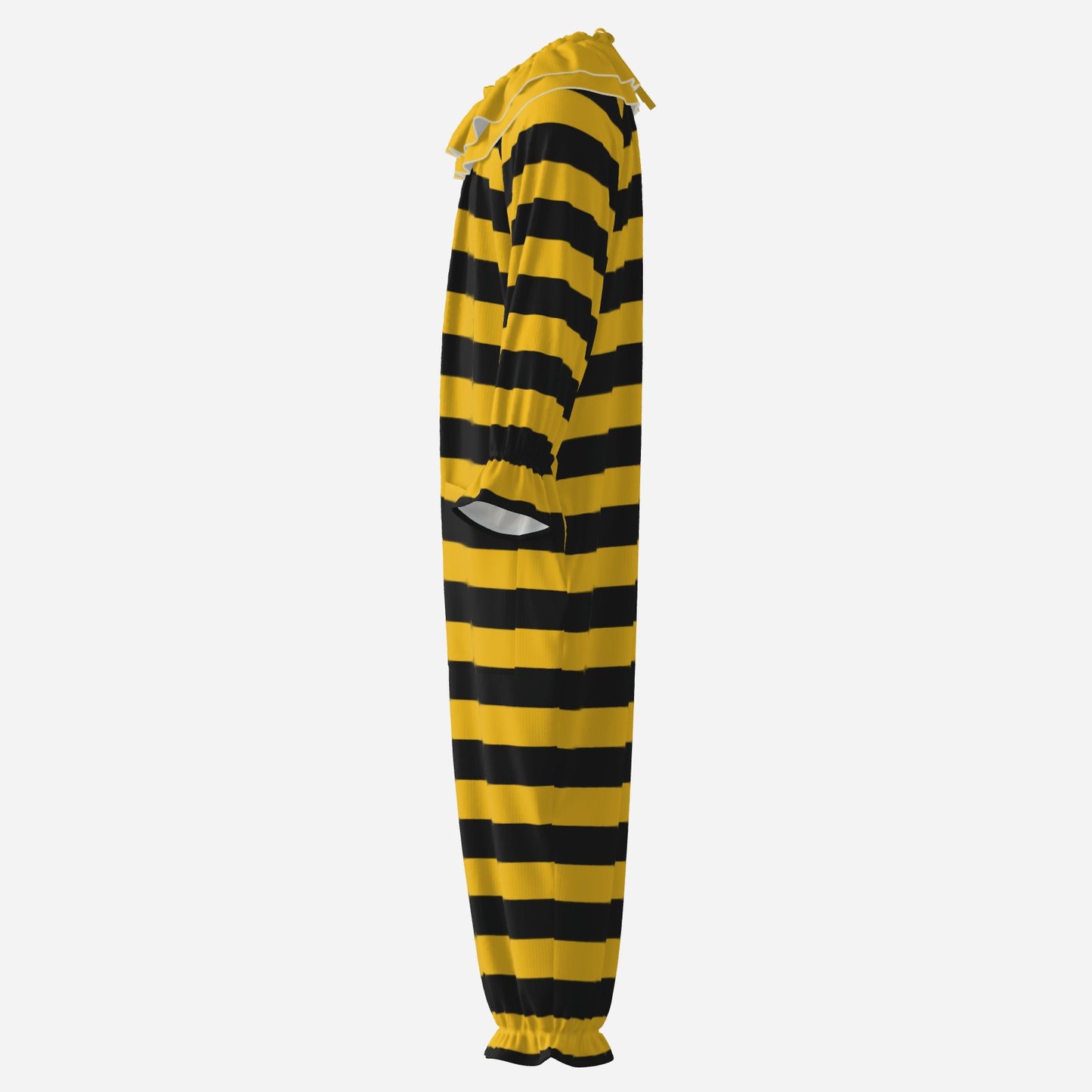 Circus Coveralls Bee Stripe Yellow Black clown suit, side view