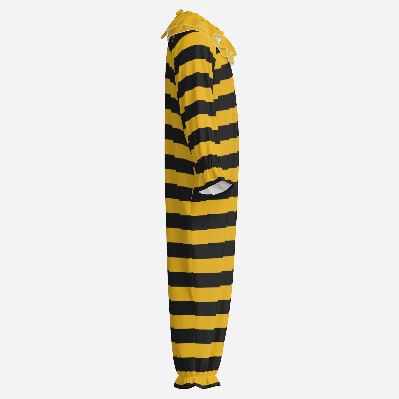 Circus Coveralls Bee Stripe Yellow Black clown suit, side view