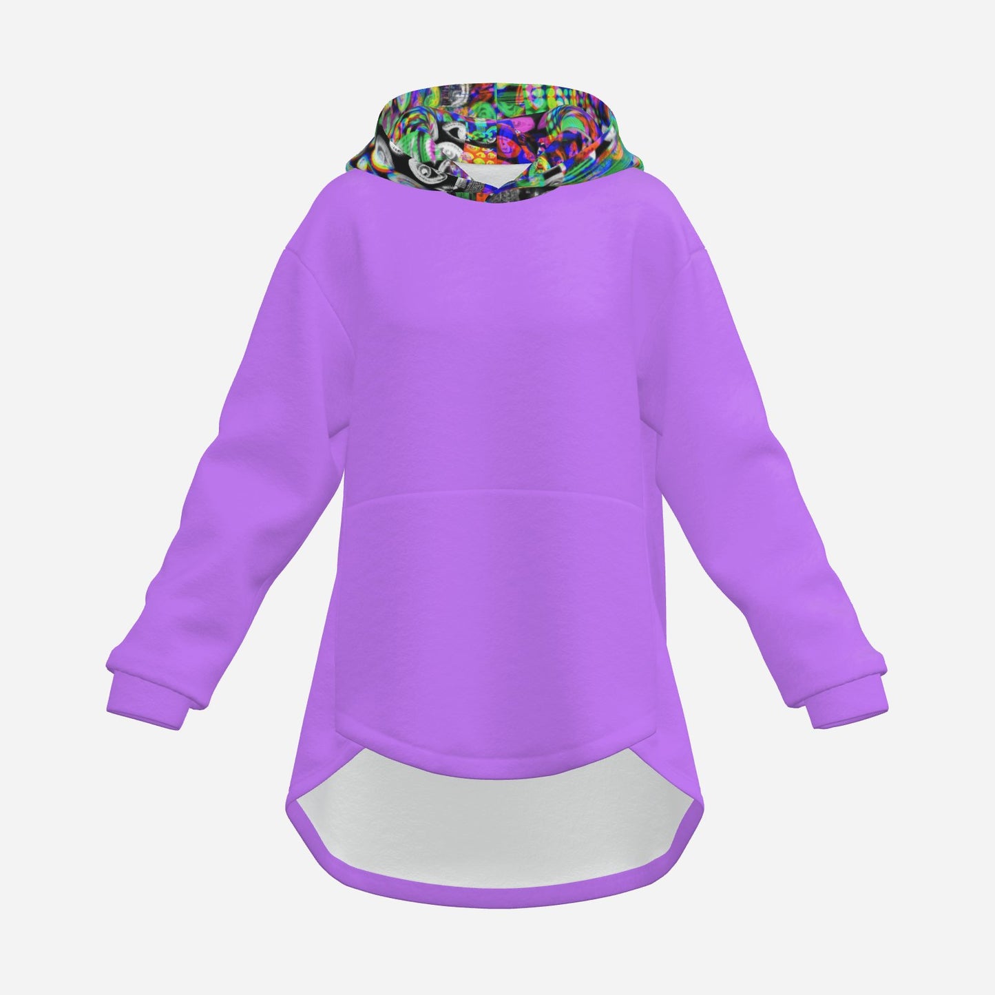 Cozy Bunny Hoodie Purple Abstract Eyes Glitch Rabbit Ear Hooded Sweater