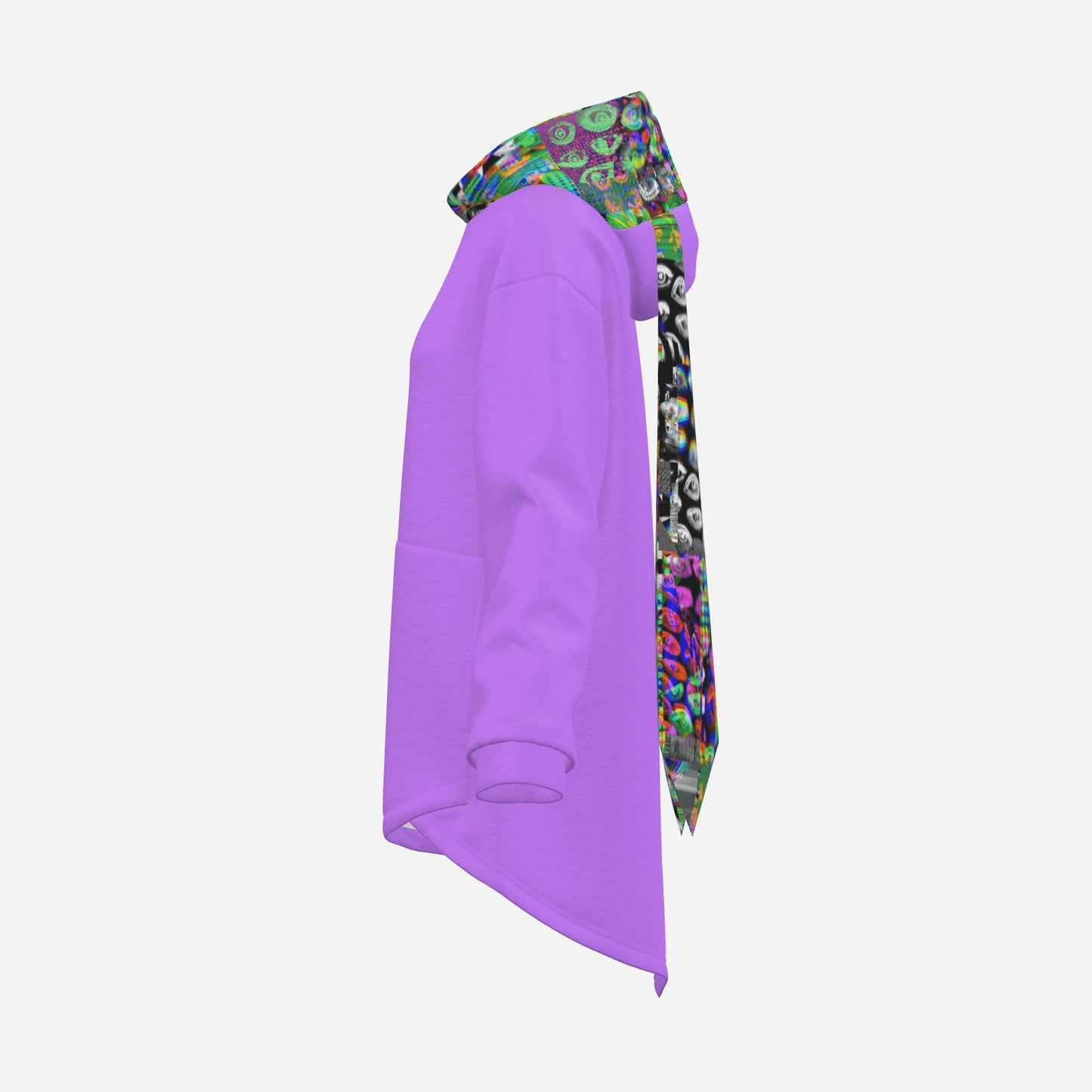Cozy Bunny Hoodie Purple Abstract Eyes Glitch Rabbit Ear Hooded Sweater