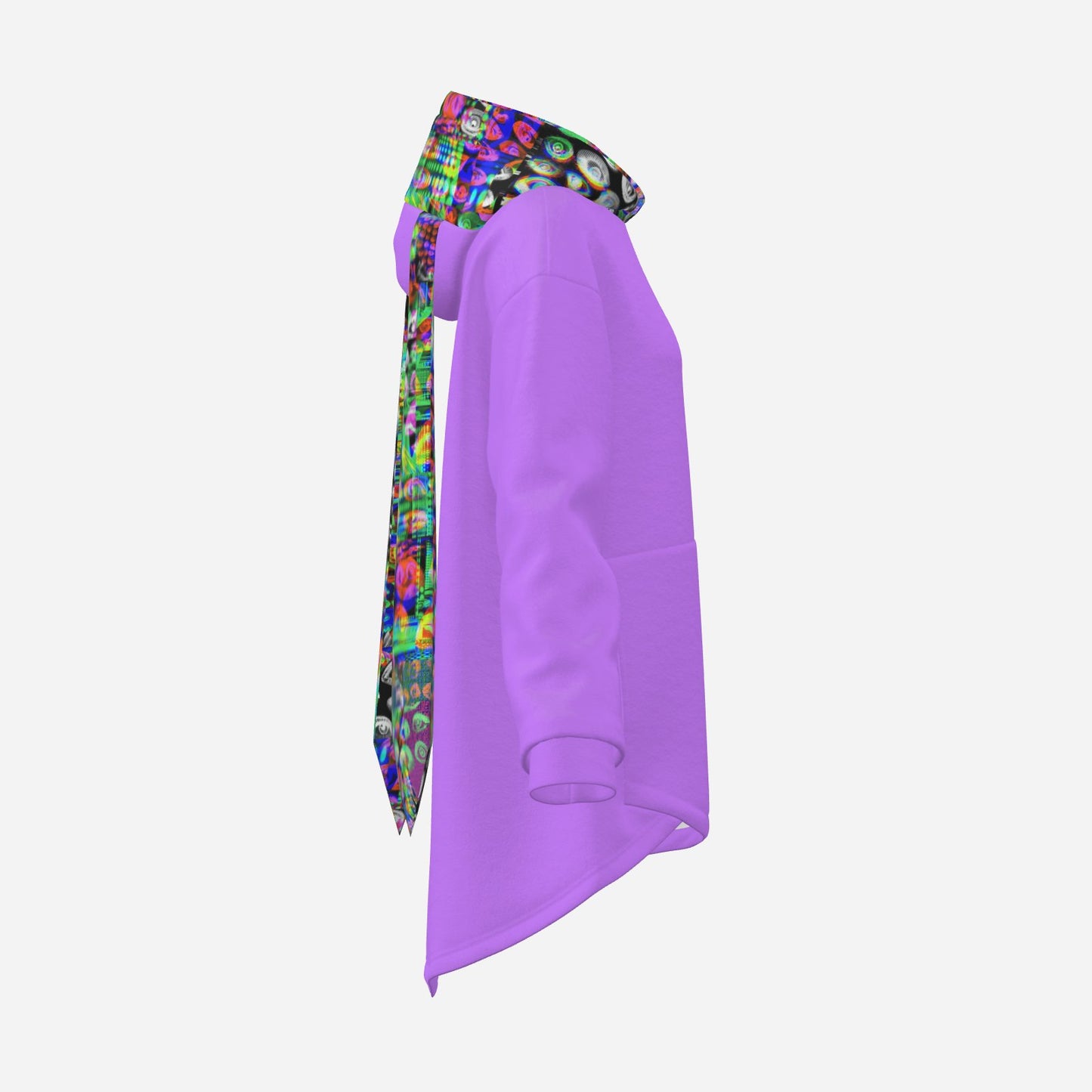 Cozy Bunny Hoodie Purple Abstract Eyes Glitch Rabbit Ear Hooded Sweater