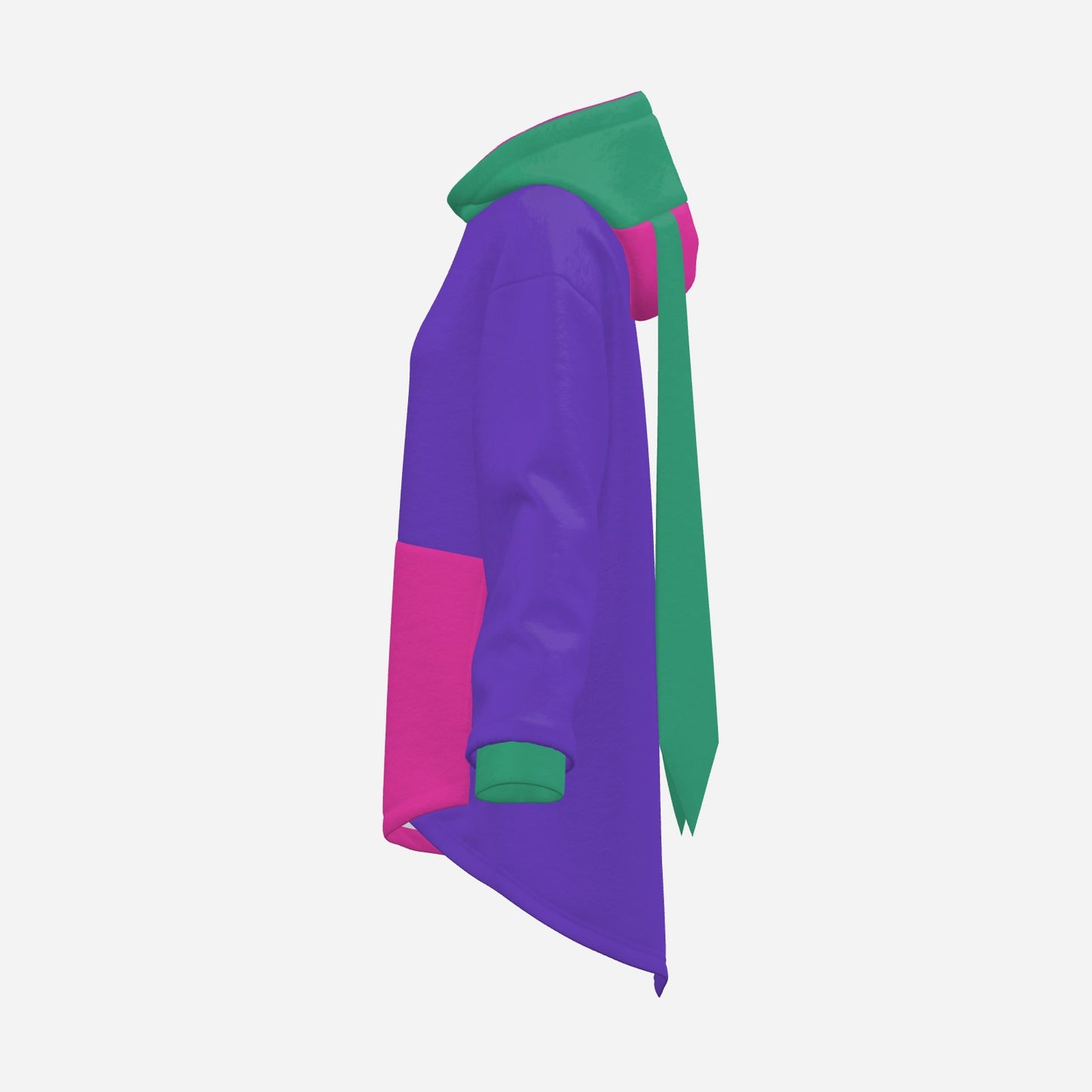 Cozy Bunny Hoodie Colorblock Purple Hot Pink Teal Rabbit Ear Hooded Sweater