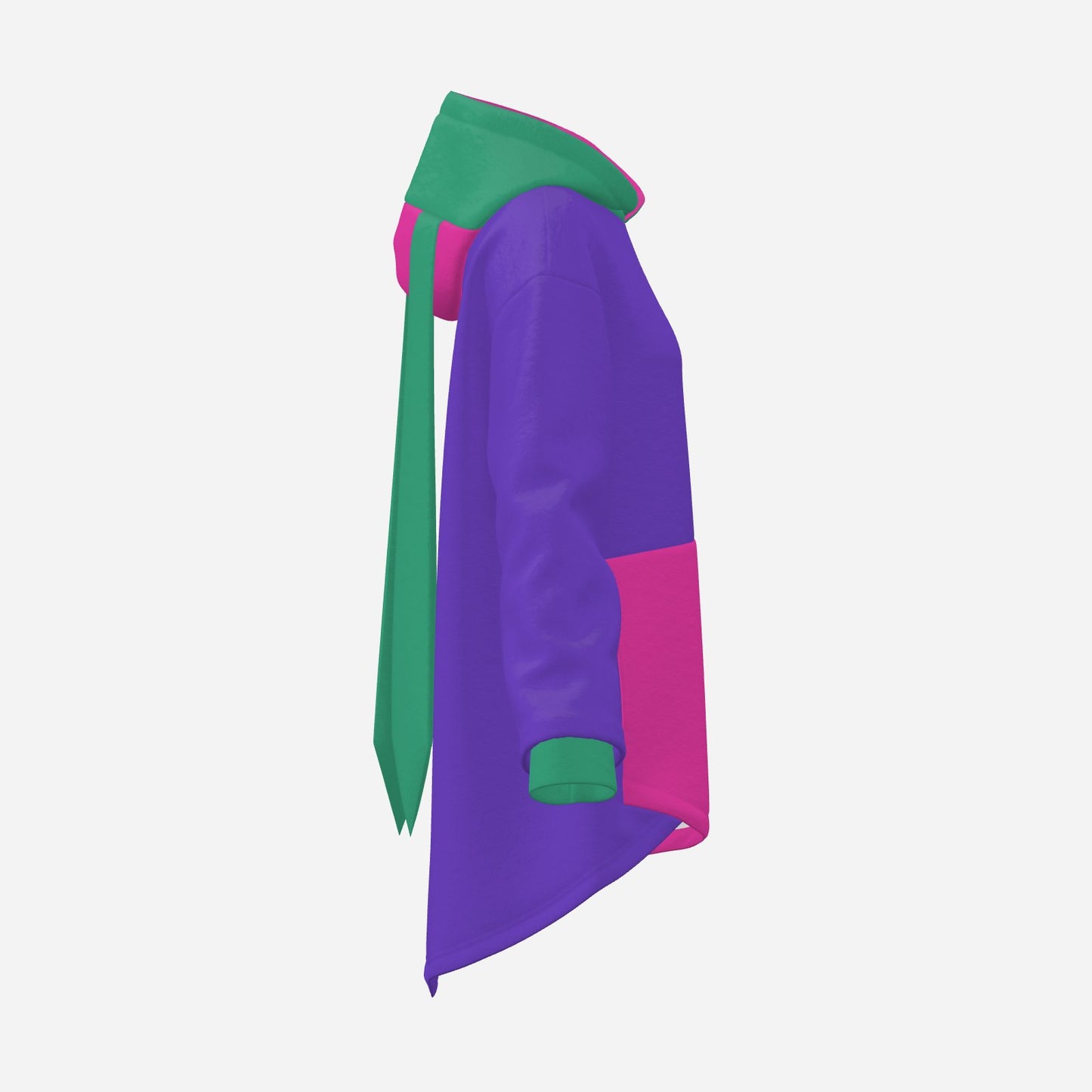 Cozy Bunny Hoodie Colorblock Purple Hot Pink Teal Rabbit Ear Hooded Sweater